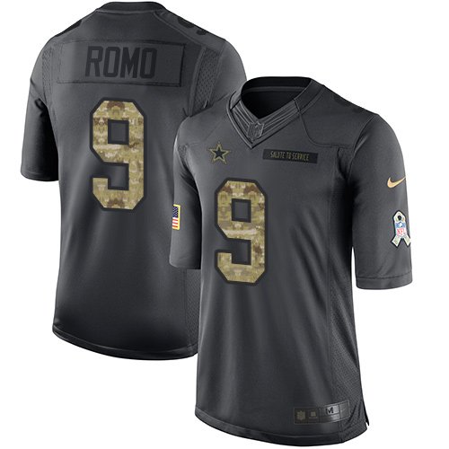 Nike Dallas Cowboys #9 Tony Romo Black Men's Stitched NFL Limited 2016 Salute To Service Jersey