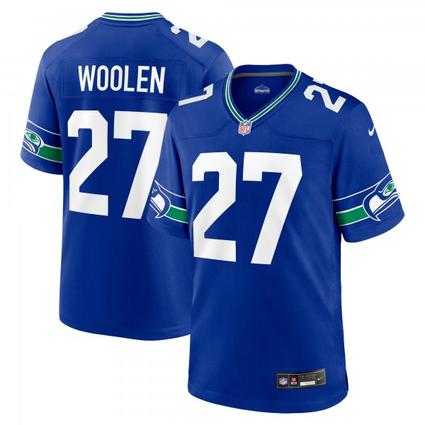 Men's Seattle Seahawks Tariq Woolen Nike Royal Throwback Player Game Jersey